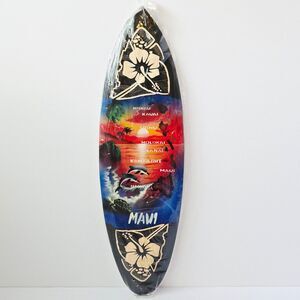 Hawaiian Surfboard Decor Maui Hawaii Wood Airbrushed Carved Wall Hanging Sunset